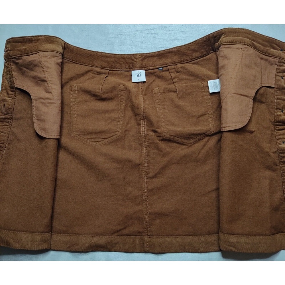 CABI Women Size 4 Brown Button Front 18.5" Corduroy Skirt EUC - Picture 3 of 14